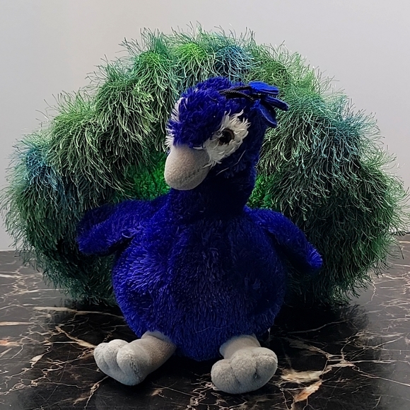 Aurora Perry Peacock 8" plush blue green stuffed bird animal toy cute - Picture 1 of 5
